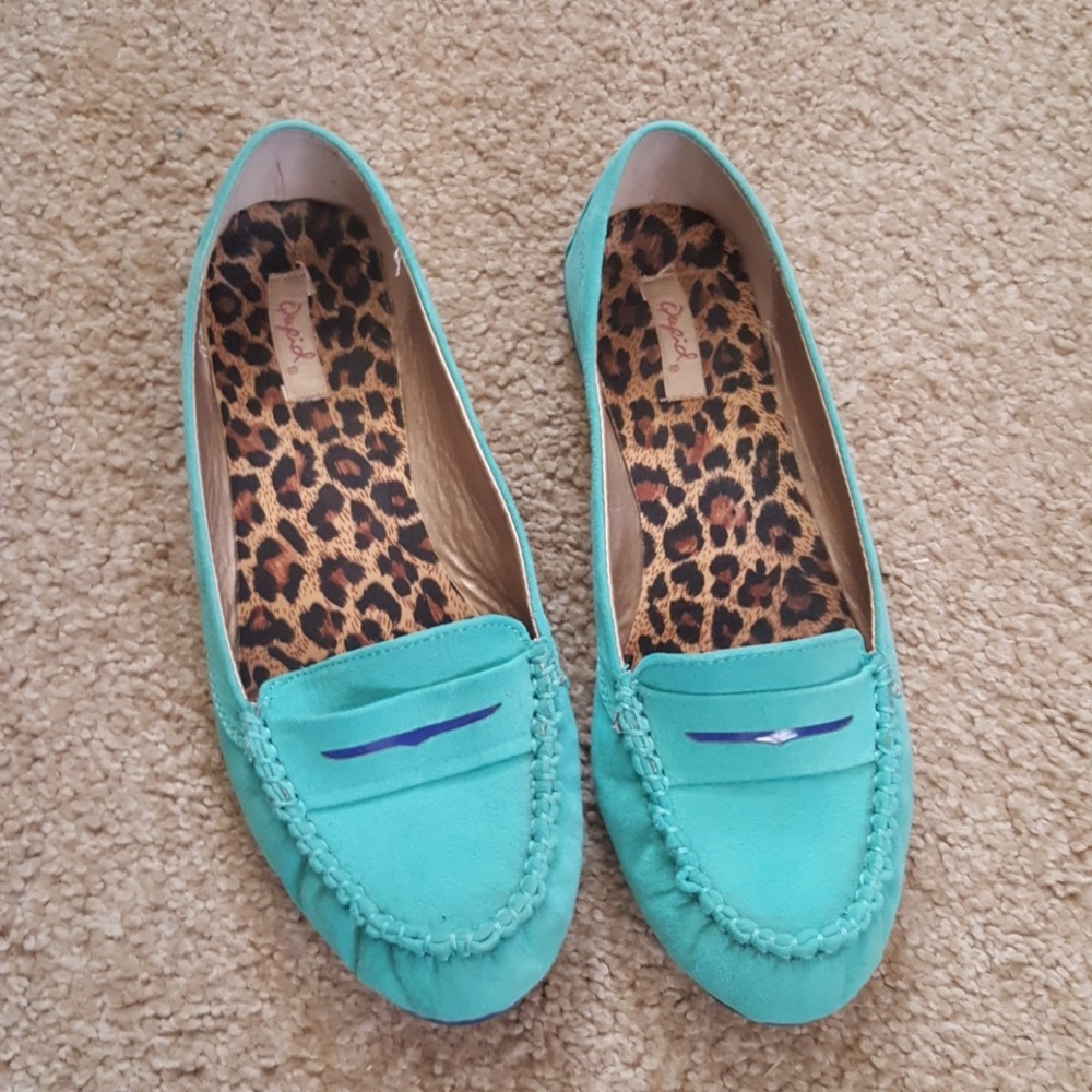 Cute turquoise slip ons